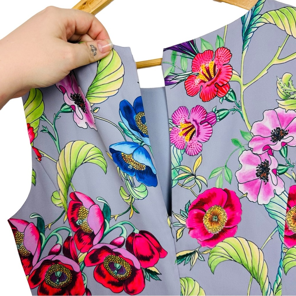 Ann Taylor Jungle Floral Print Fit & Flare Sleeveless Crepe Spring Mini Dress 6 - Picture 9 of 13
